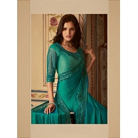 Teal Blue Embroidered Saree RM55555